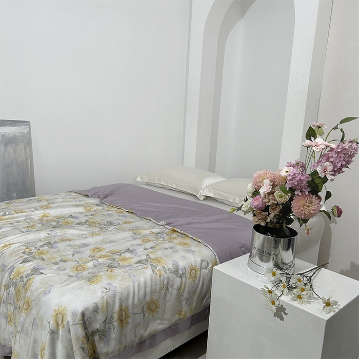 91家纺网 家纺一手货源 找家纺 元元家居（元元被业） 2025新款御丝锻蚕丝夏被夏凉被空调被 向日葵