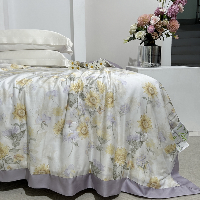 91家纺网 家纺一手货源 找家纺 元元家居（元元被业） 2025新款御丝锻蚕丝夏被夏凉被空调被 向日葵