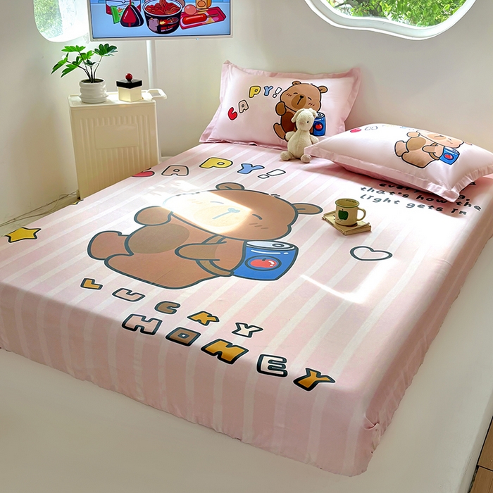 91家纺网 家纺一手货源 找家纺 浩诚 2025新款卡皮巴拉原创IP全棉纯棉大版单床笠单枕套床笠枕套单件-有作品登记证书 可乐巴拉