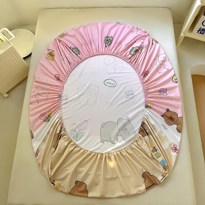 91家纺网 家纺一手货源 找家纺 浩诚 2025新款卡皮巴拉原创IP全棉纯棉大版单床笠单枕套床笠枕套单件-有作品登记证书 幸运巴拉