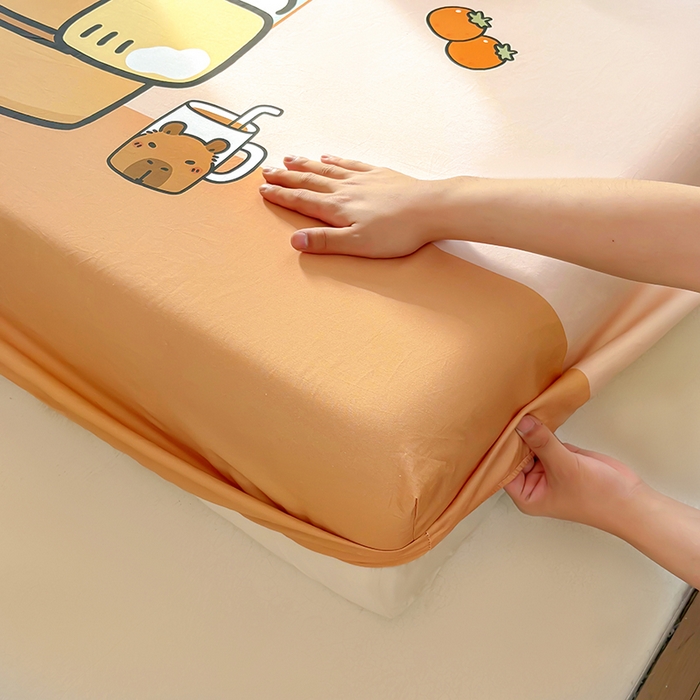 91家纺网 家纺一手货源 找家纺 （总）浩诚 2025新款卡皮巴拉原创IP全棉纯棉大版单床笠单枕套床笠枕套单件-有作品登记证书