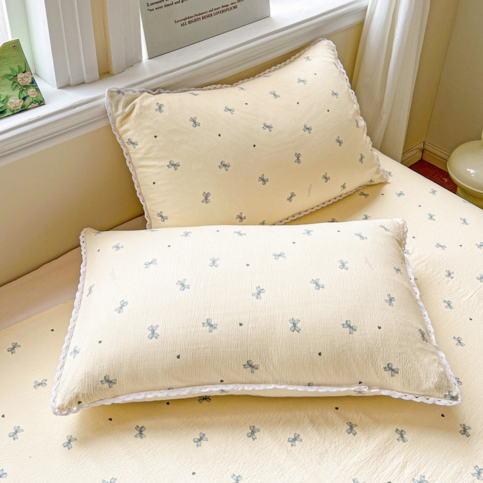 91家纺网 家纺一手货源 找家纺 水木坊 2025新款云感提花双层纱花边床单 蝴蝶飞