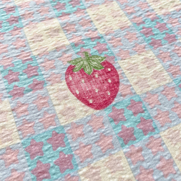 91家纺网 家纺一手货源 找家纺 水木坊 2025新款云感提花双层纱花边床单 草莓果果