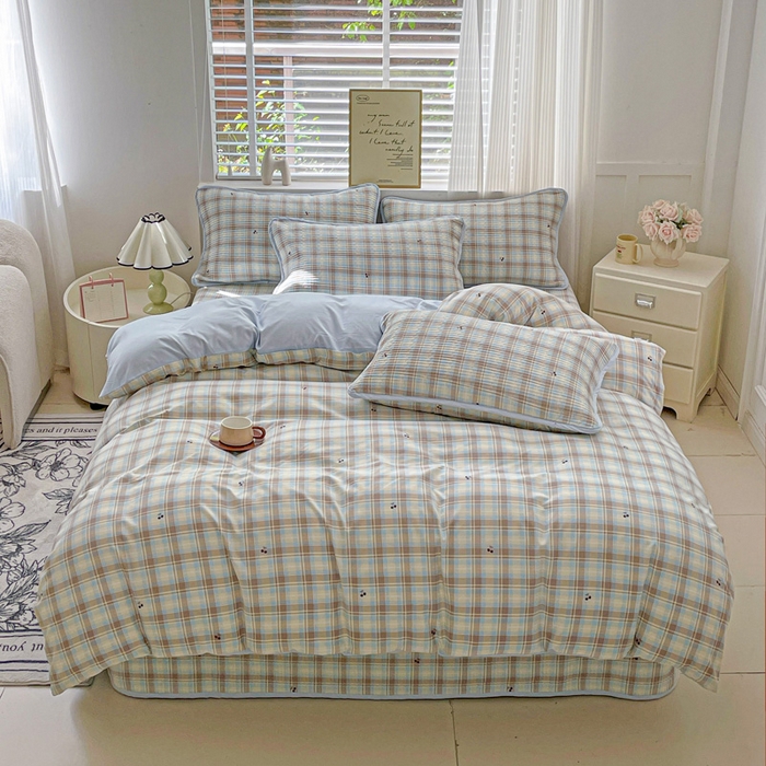 91家纺网 家纺一手货源 找家纺 （总）金丝兔 2025新款ins小清新柔软亲肤水洗棉夹棉床盖四件套 直播爆款