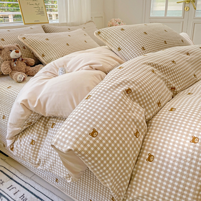 91家纺网 家纺一手货源 找家纺 （总）金丝兔 2025新款ins小清新柔软亲肤水洗棉夹棉床盖四件套 直播爆款