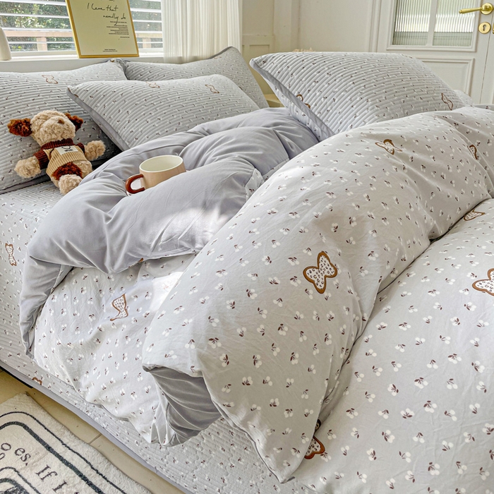 91家纺网 家纺一手货源 找家纺 （总）金丝兔 2025新款ins小清新柔软亲肤水洗棉夹棉床盖四件套 直播爆款