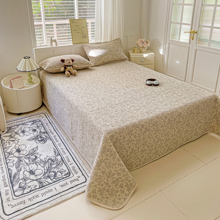 91家纺网 家纺一手货源 找家纺 金丝兔 2025新款ins小清新柔软亲肤水洗棉夹棉床盖四件套 直播爆款 茉颜