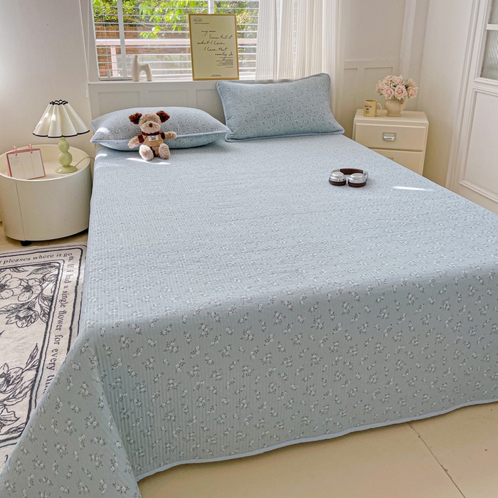 91家纺网 家纺一手货源 找家纺 金丝兔 2025新款ins小清新柔软亲肤水洗棉夹棉床盖四件套 直播爆款 允棠-绿