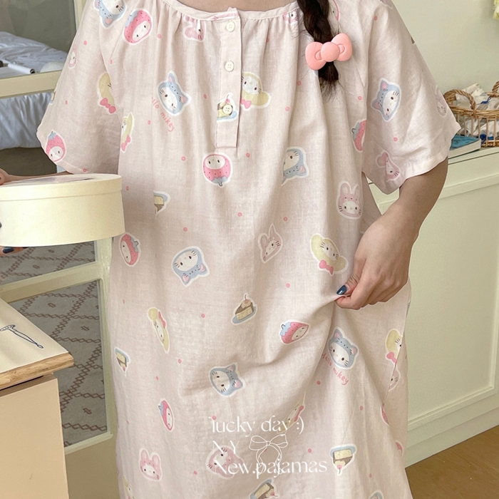 91家纺网 家纺一手货源 找家纺 纽约生活 2025新款短袖开扣裙 Kt美乐蒂