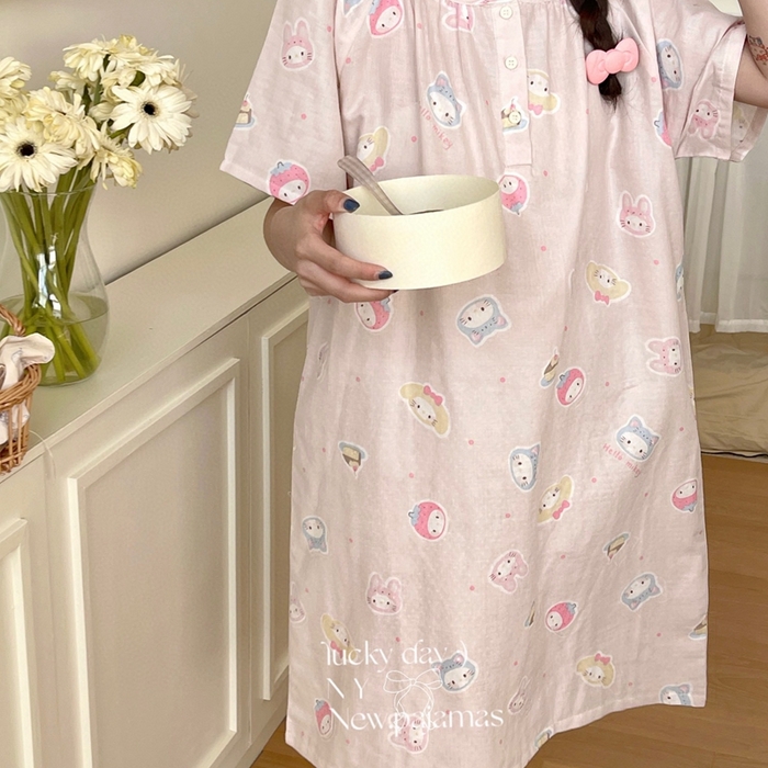 91家纺网 家纺一手货源 找家纺 纽约生活 2025新款短袖开扣裙 Kt美乐蒂