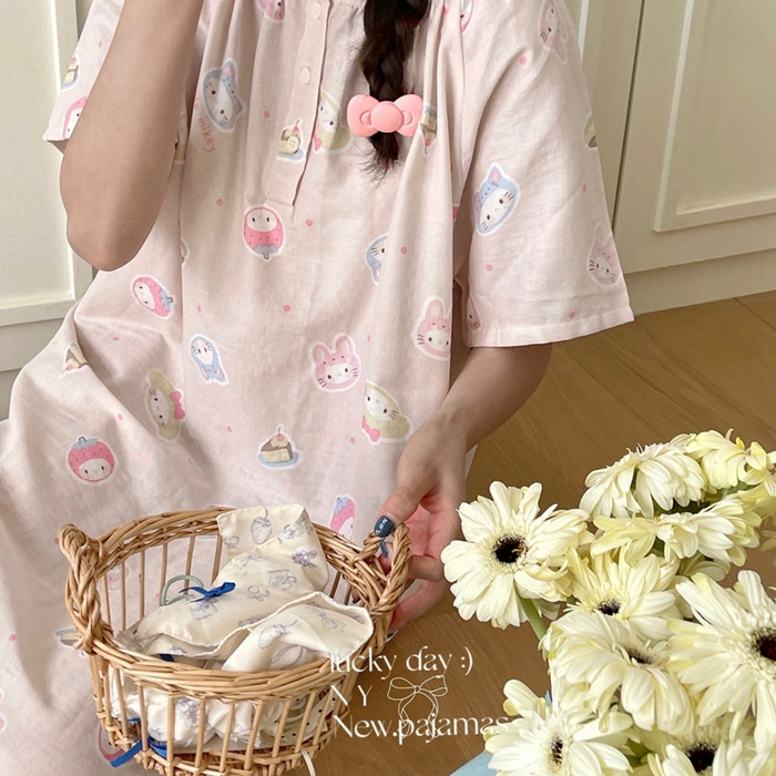 91家纺网 家纺一手货源 找家纺 纽约生活 2025新款短袖开扣裙 Kt美乐蒂