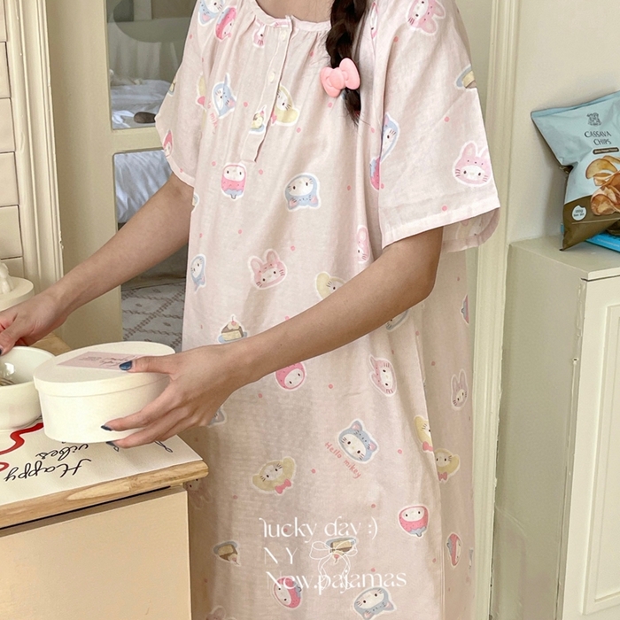 91家纺网 家纺一手货源 找家纺 纽约生活 2025新款短袖开扣裙 Kt美乐蒂