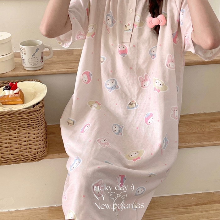 91家纺网 家纺一手货源 找家纺 纽约生活 2025新款短袖开扣裙 Kt美乐蒂