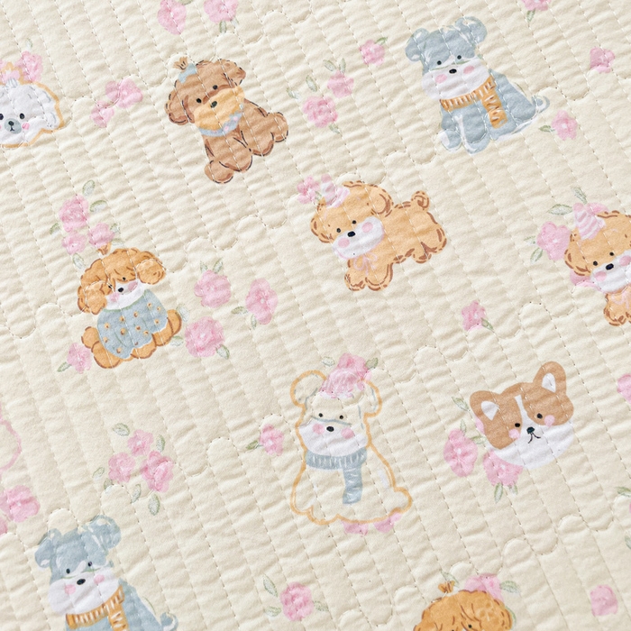 91家纺网 家纺一手货源 找家纺 金丝兔 2025新款小清新亲肤印花水洗棉单床盖 夹棉床盖 床盖三件套 西高地