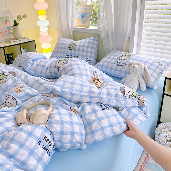 91家纺网 家纺一手货源 找家纺 （总）雨彤家纺 2025年新款软糯糯云朵水洗棉印花四件套