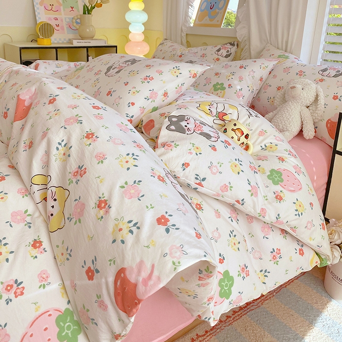 91家纺网 家纺一手货源 找家纺 （总）雨彤家纺 2025年新款软糯糯云朵水洗棉印花四件套