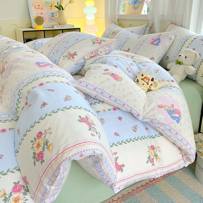 91家纺网 家纺一手货源 找家纺 （总）雨彤家纺 2025年新款软糯糯云朵水洗棉印花四件套