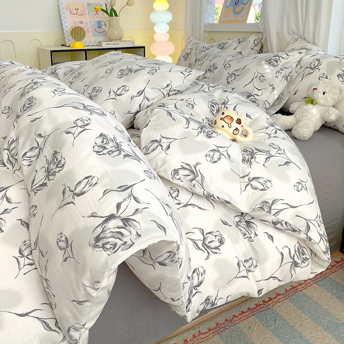 91家纺网 家纺一手货源 找家纺 （总）雨彤家纺 2025年新款软糯糯云朵水洗棉印花四件套