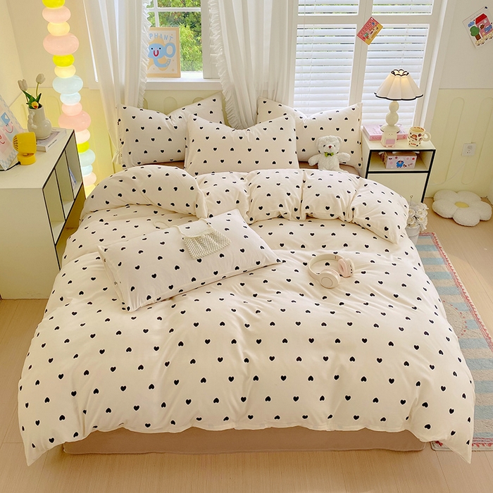 91家纺网 家纺一手货源 找家纺 雨彤家纺 2025年新款软糯糯云朵水洗棉印花四件套 点点微爱