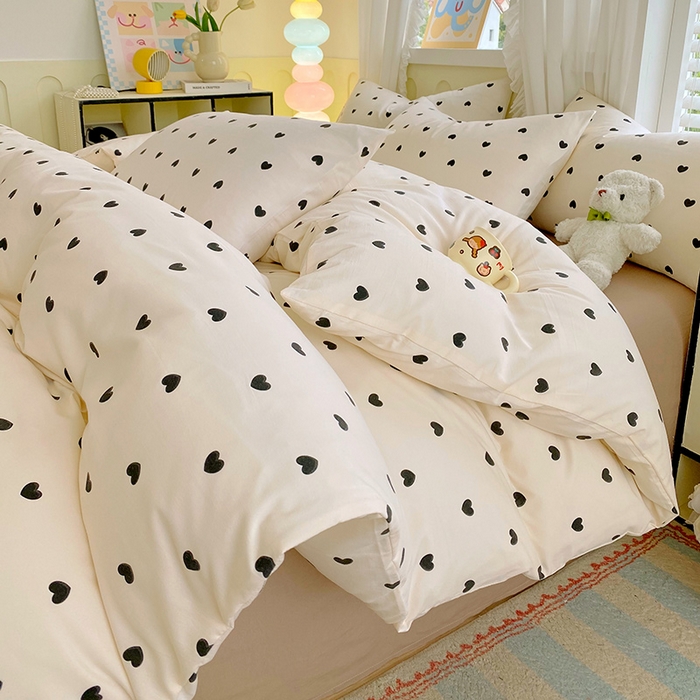 91家纺网 家纺一手货源 找家纺 雨彤家纺 2025年新款软糯糯云朵水洗棉印花四件套 点点微爱