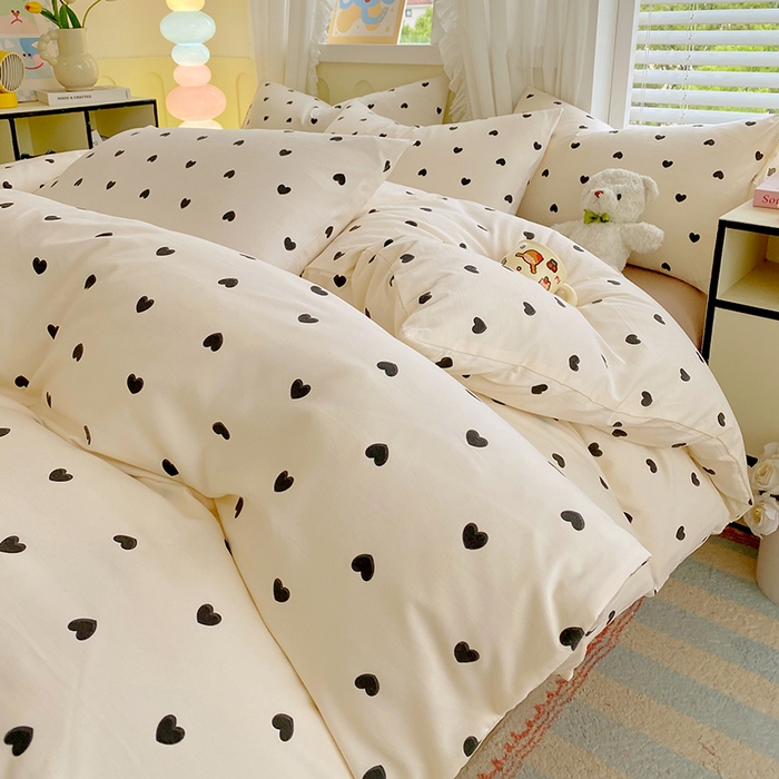 91家纺网 家纺一手货源 找家纺 雨彤家纺 2025年新款软糯糯云朵水洗棉印花四件套 点点微爱