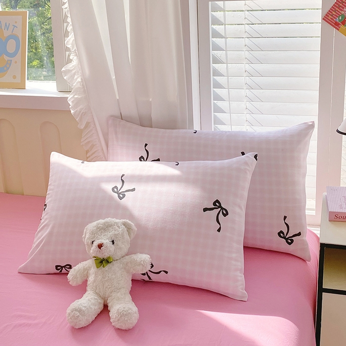 91家纺网 家纺一手货源 找家纺 雨彤家纺 2025年新款软糯糯云朵水洗棉印花四件套 公主梦境-粉