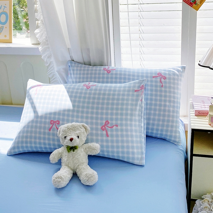 91家纺网 家纺一手货源 找家纺 雨彤家纺 2025年新款软糯糯云朵水洗棉印花四件套 公主梦境-蓝