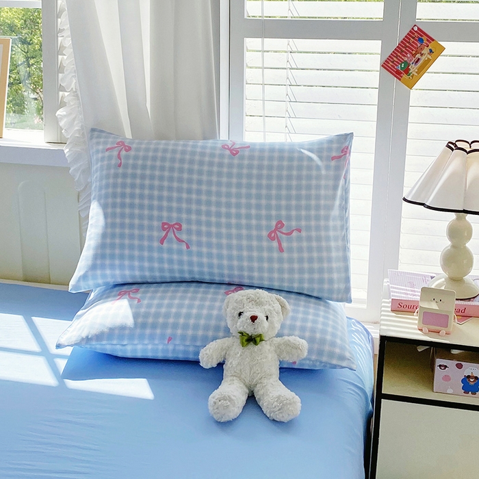 91家纺网 家纺一手货源 找家纺 雨彤家纺 2025年新款软糯糯云朵水洗棉印花四件套 公主梦境-蓝