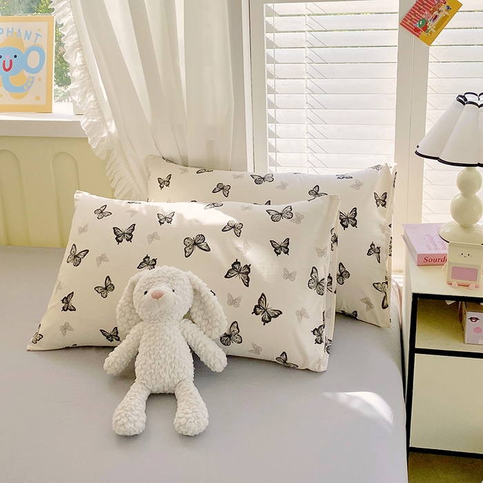 91家纺网 家纺一手货源 找家纺 雨彤家纺 2025年新款软糯糯云朵水洗棉印花四件套 蝴蝶印记