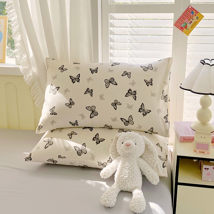 91家纺网 家纺一手货源 找家纺 雨彤家纺 2025年新款软糯糯云朵水洗棉印花四件套 蝴蝶印记