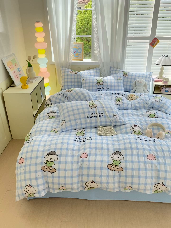 91家纺网 家纺一手货源 找家纺 雨彤家纺 2025年新款软糯糯云朵水洗棉印花四件套 活力宝贝