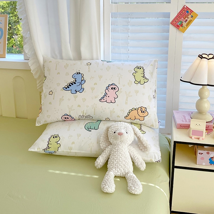 91家纺网 家纺一手货源 找家纺 雨彤家纺 2025年新款软糯糯云朵水洗棉印花四件套 恐龙日记