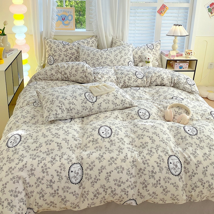 91家纺网 家纺一手货源 找家纺 雨彤家纺 2025年新款软糯糯云朵水洗棉印花四件套 澜音花香