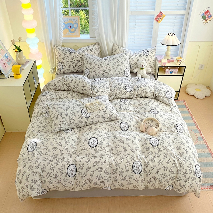 91家纺网 家纺一手货源 找家纺 雨彤家纺 2025年新款软糯糯云朵水洗棉印花四件套 澜音花香