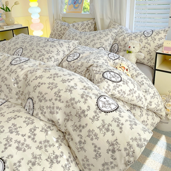 91家纺网 家纺一手货源 找家纺 雨彤家纺 2025年新款软糯糯云朵水洗棉印花四件套 澜音花香