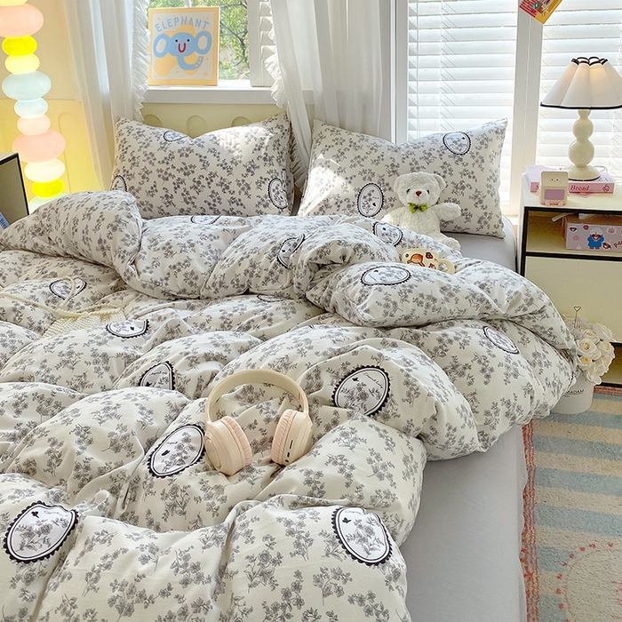 91家纺网 家纺一手货源 找家纺 雨彤家纺 2025年新款软糯糯云朵水洗棉印花四件套 澜音花香