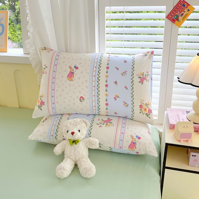 91家纺网 家纺一手货源 找家纺 雨彤家纺 2025年新款软糯糯云朵水洗棉印花四件套 灵兰小兔