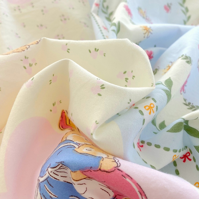 91家纺网 家纺一手货源 找家纺 雨彤家纺 2025年新款软糯糯云朵水洗棉印花四件套 灵兰小兔