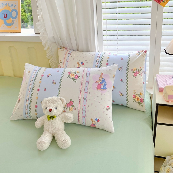 91家纺网 家纺一手货源 找家纺 雨彤家纺 2025年新款软糯糯云朵水洗棉印花四件套 灵兰小兔