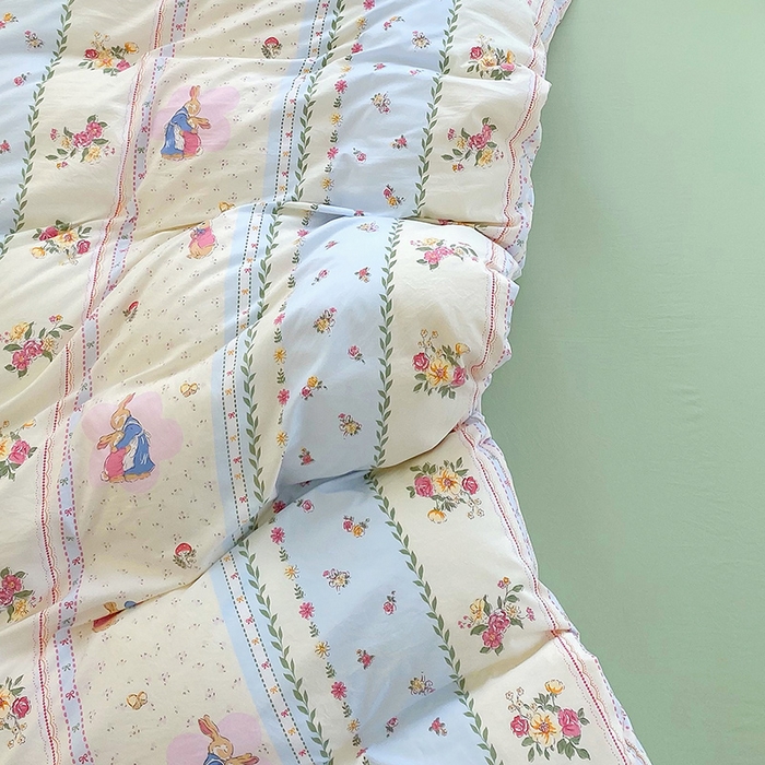 91家纺网 家纺一手货源 找家纺 雨彤家纺 2025年新款软糯糯云朵水洗棉印花四件套 灵兰小兔