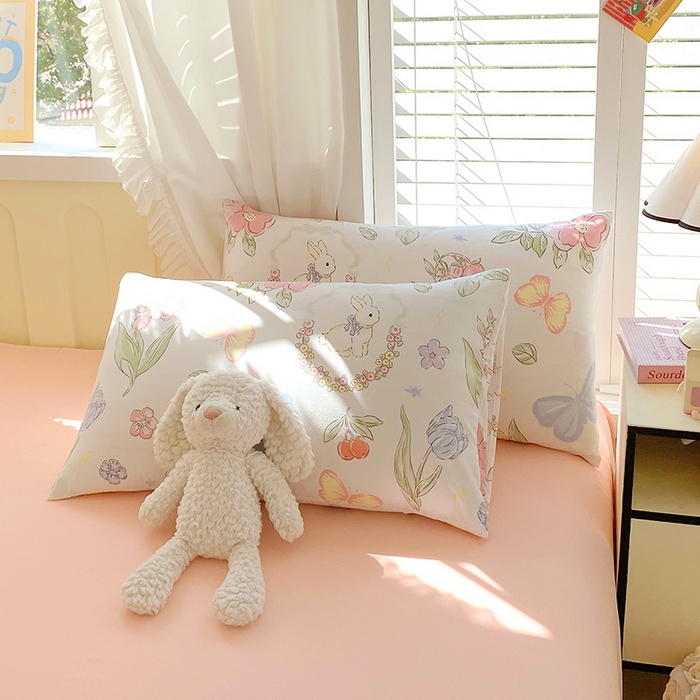 91家纺网 家纺一手货源 找家纺 雨彤家纺 2025年新款软糯糯云朵水洗棉印花四件套 莫离兔