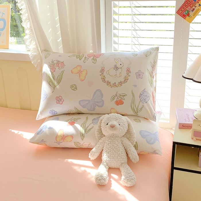 91家纺网 家纺一手货源 找家纺 雨彤家纺 2025年新款软糯糯云朵水洗棉印花四件套 莫离兔