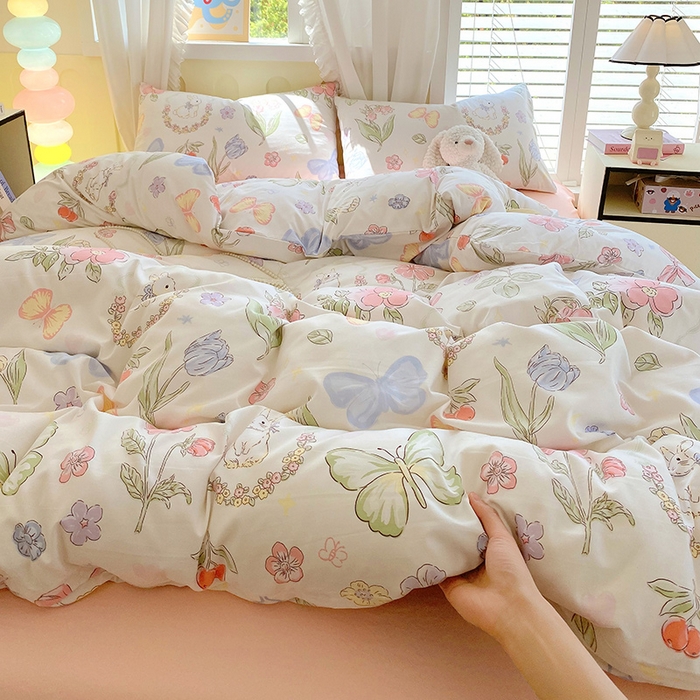 91家纺网 家纺一手货源 找家纺 雨彤家纺 2025年新款软糯糯云朵水洗棉印花四件套 莫离兔