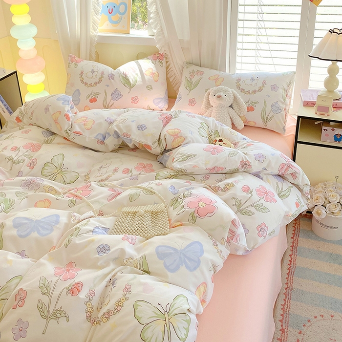 91家纺网 家纺一手货源 找家纺 雨彤家纺 2025年新款软糯糯云朵水洗棉印花四件套 莫离兔