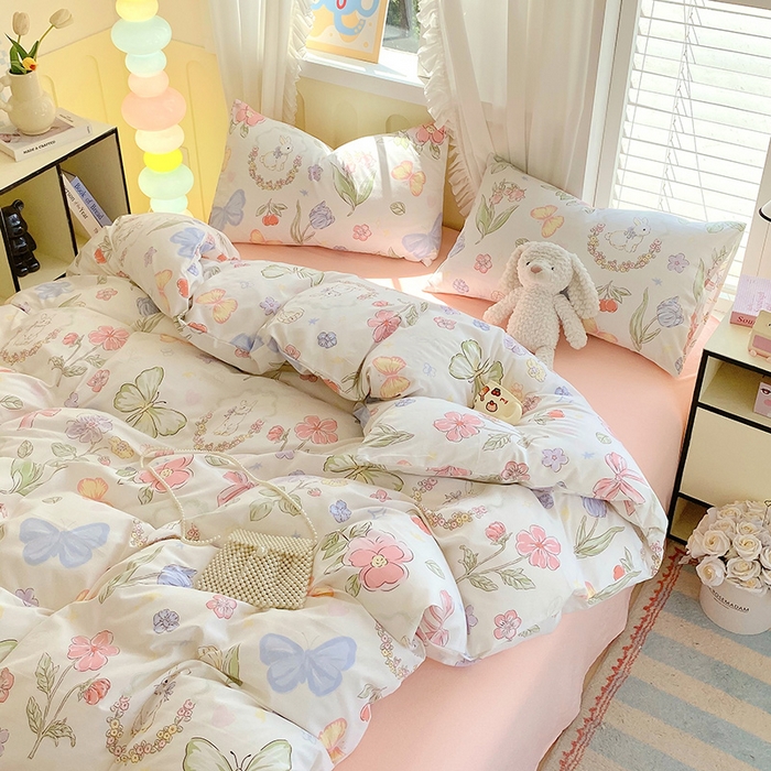 91家纺网 家纺一手货源 找家纺 雨彤家纺 2025年新款软糯糯云朵水洗棉印花四件套 莫离兔