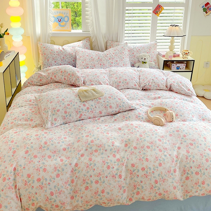 91家纺网 家纺一手货源 找家纺 雨彤家纺 2025年新款软糯糯云朵水洗棉印花四件套 蔷薇岛屿