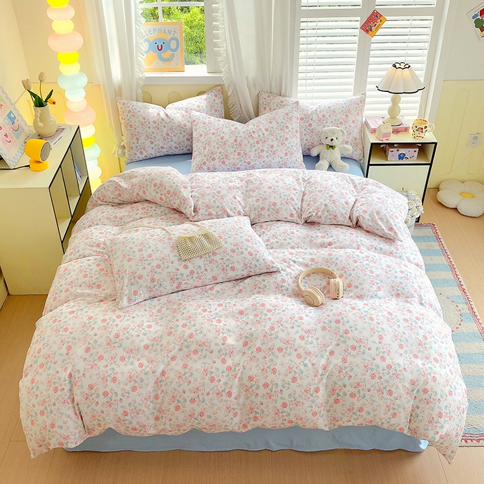 91家纺网 家纺一手货源 找家纺 雨彤家纺 2025年新款软糯糯云朵水洗棉印花四件套 蔷薇岛屿