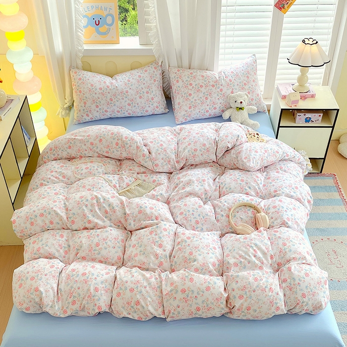 91家纺网 家纺一手货源 找家纺 雨彤家纺 2025年新款软糯糯云朵水洗棉印花四件套 蔷薇岛屿