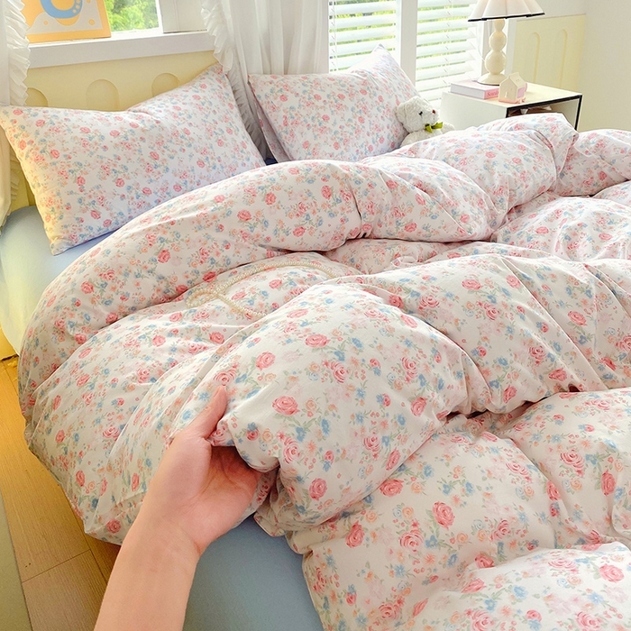 91家纺网 家纺一手货源 找家纺 雨彤家纺 2025年新款软糯糯云朵水洗棉印花四件套 蔷薇岛屿