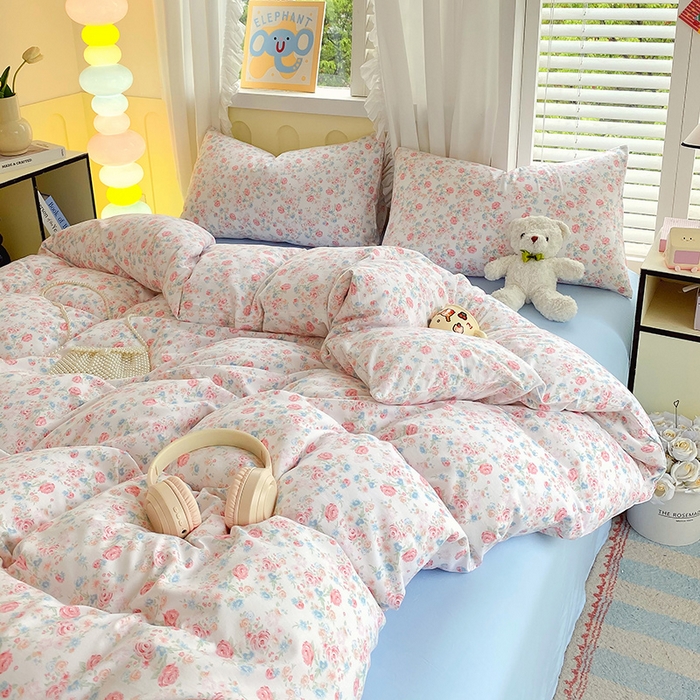 91家纺网 家纺一手货源 找家纺 雨彤家纺 2025年新款软糯糯云朵水洗棉印花四件套 蔷薇岛屿